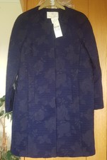Jacques Vert Embossed Navy Lined Short Coat/jacket Size 8 New With Tags Rrp £129