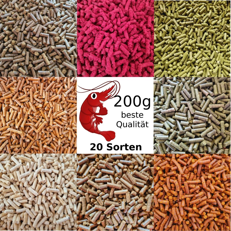(39,95€/kg) 200g Futtersticks für Garnelen, Krebse / 20 Sorten / Sticks Pellets