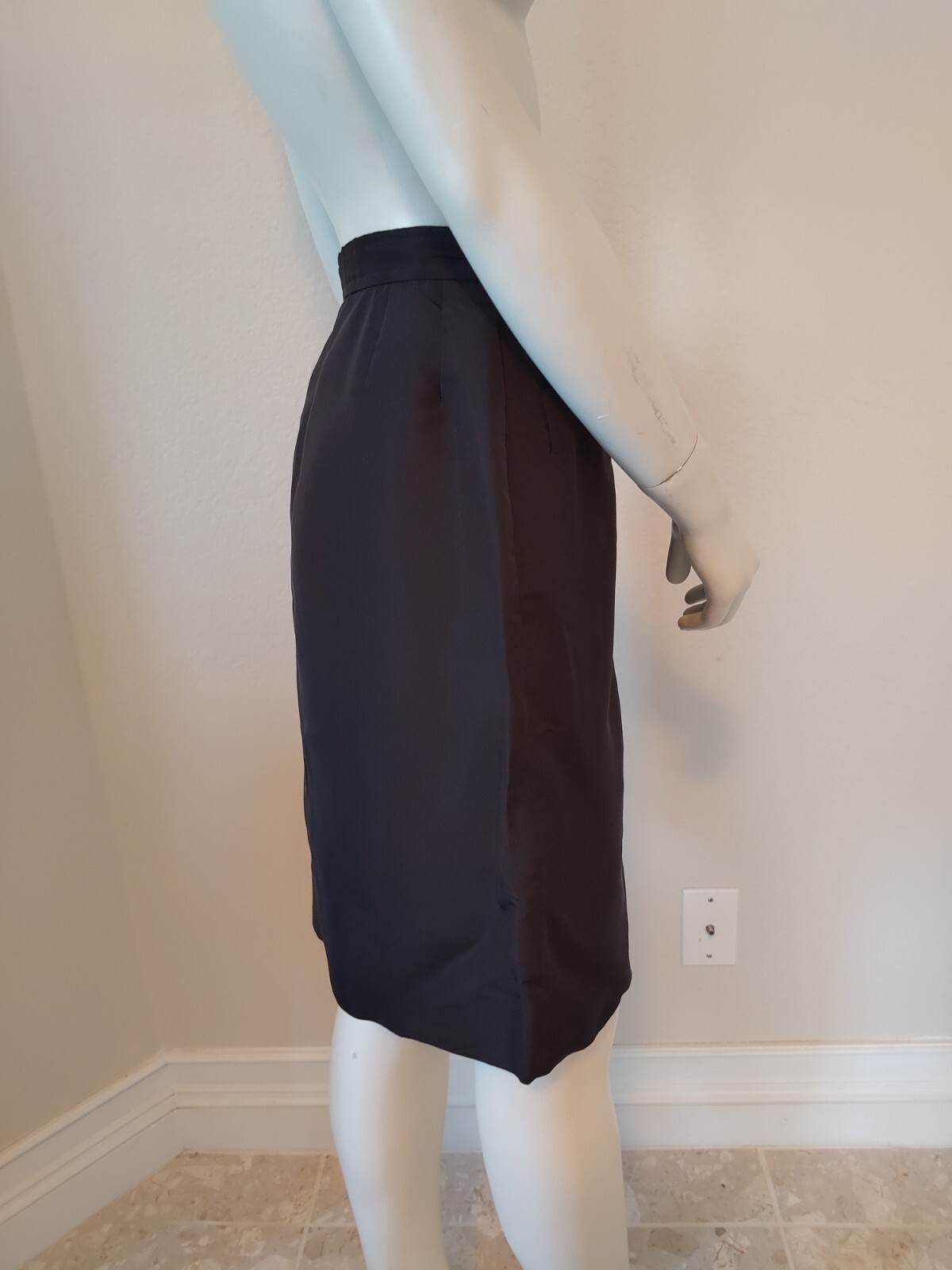 Gonna in taffetà di seta nera Yves Saint Laurent Rive Gauche