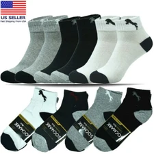 Mens 3-12 Pairs Ankle/Quarter Crew Sports Tiger Low Cut Socks Cotton Size 9-13