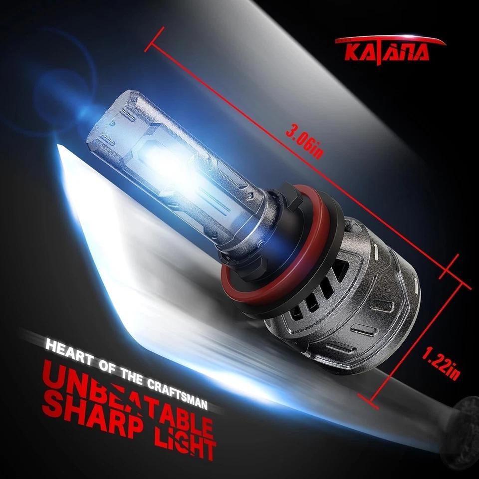 KATANA H11 H9 H8 LED Headlight Bulb Super Bright 16000LM 70W 6500K Plug and Play - Image 3 of 4