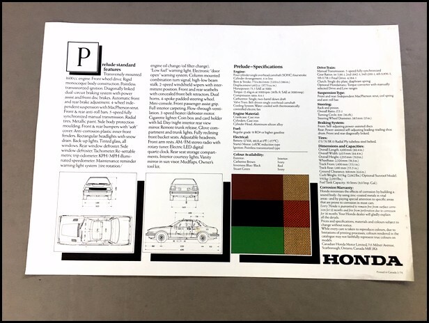 1979 1980 Honda Prelude Original 1-page Car Brochure Leaflet Sheet