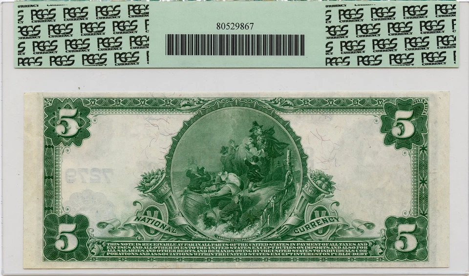 1902 $5 First NB of San Mateo County, Redwood City, CA Banknote PCGS AU-50 App. - Image 2 of 2