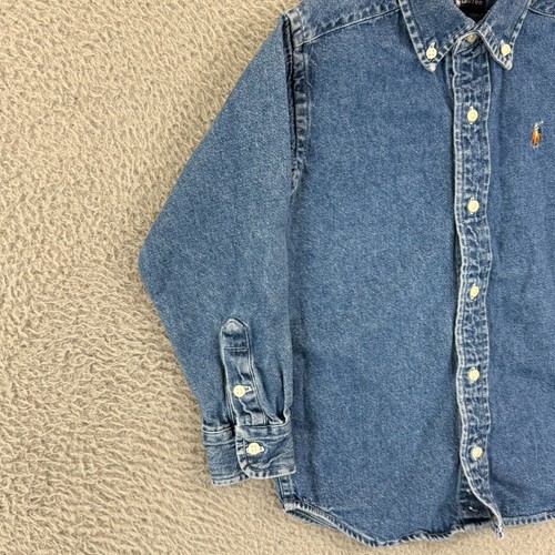 Ralph Lauren Shirt Boys 6 Chambray Denim Long Sleeve Button Down Big Pony Logo - Picture 5 of 11