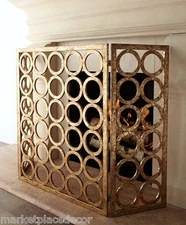 Circles Fireplace Fire Screen Modern Contemporary Single Panel  50"W