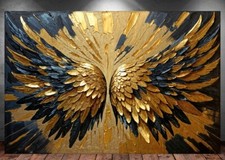 LEINWAND BILD ER XXL ABSTRAKT ENGELSFLÜGEL FLÜGEL ENGEL GOLD WAND POSTER P938