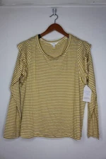 Women's Time and Tru Long Sleeve Ruffle Top Multicolor Large