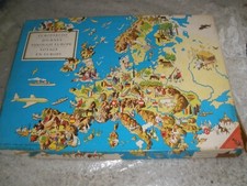 JOURNEY THROUGH EUROPE RAVENSBURGER BOARD GAME 1950'S ENGLISH GERMAN
