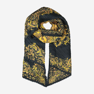 VERSACE JEANS COUTURE Schwarz & Gold Sonnenmuster Plissee Schal