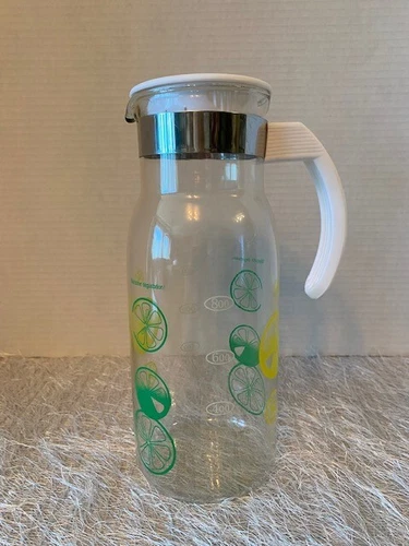 Vintage Pyrex Clear Glass Pitcher Carafe Lemons and Limes