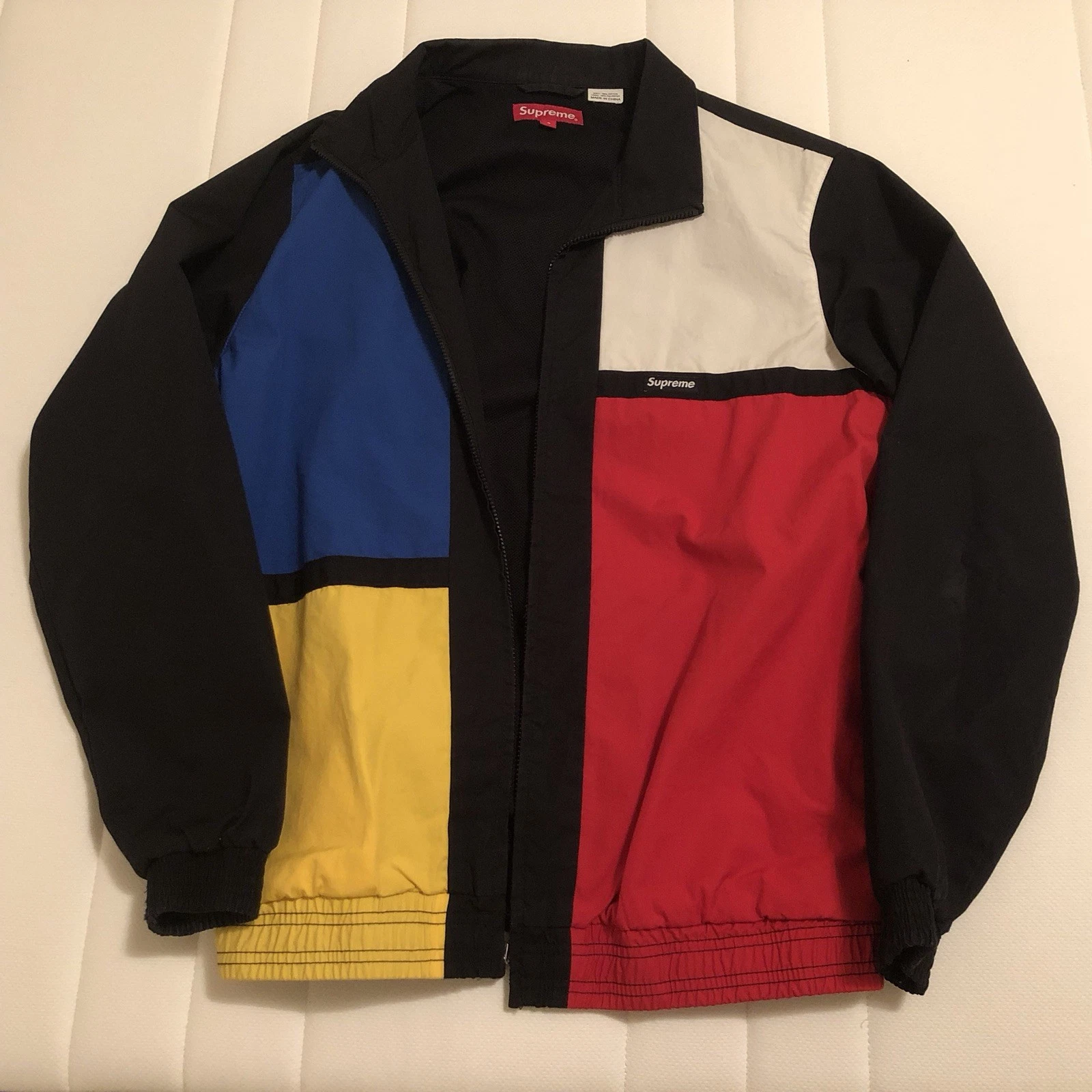 Supreme SS16 Color Blocked Track Jacket Black Size Small Super Rare