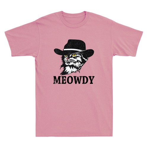 Meowdy Cat Shirt Funny Cowboy Cat Meme Humor Cats Lover Gift Retro Men's T-Shirt - Picture 8 of 8