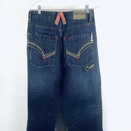 Vtg Y2K Coogi Jeans Mens 34 x 34 Dark Wash Rainbow Embroidery Hiphop Skater - Picture 4 of 19