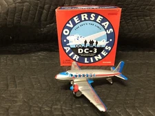 Schylling Overseas Airlines DC-3 Friction Powered Tin Airplane