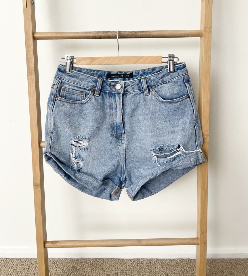 Camilla and Marc Delphine Denim Shorts - Size 25 - Blue Distressed Designer C&M