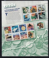 Celebrate the Century 1990's Mint Sheet of 15 Stamps, Scott #3191 MNH Free Ship!