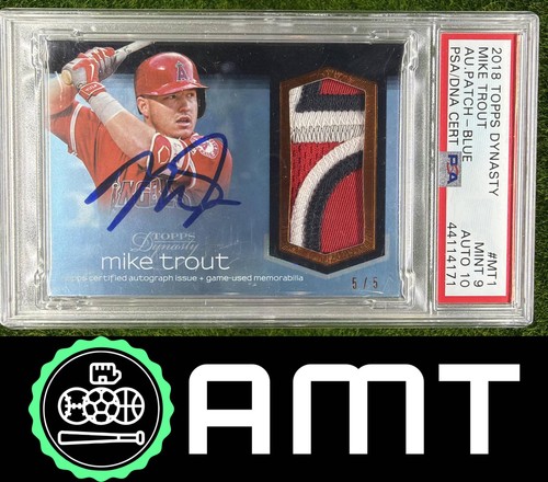 Mike Trout PSA 9 2018 Topps Dynasty Blue Patch Auto 5/5 Los Angeles Angels