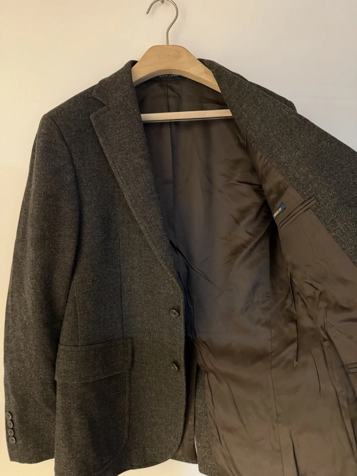 Abrigo deportivo Polo Ralph Lauren mezcla de lana tweed para hombre 38R marrón espiga Blazer Foto 4 de 4