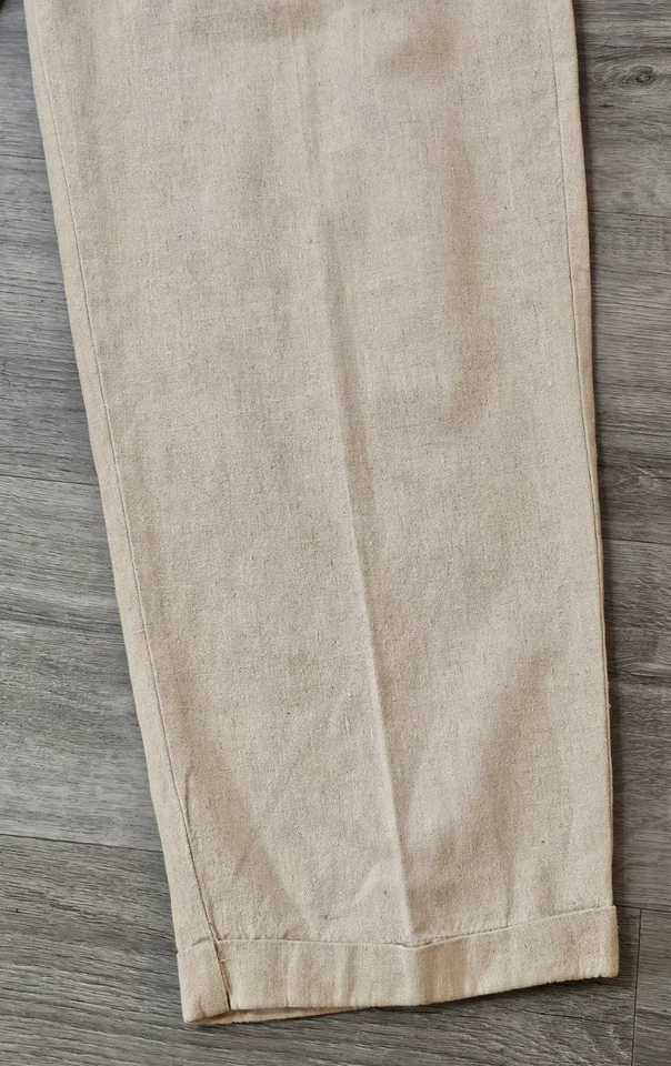 Pantalones Chereskin Para Hombres Beige Tostado Mezcla de Lino Cotten Dobladillo Plisado Delantero 36X32 Foto 2 de 4