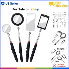 Inspection Mirror Set Aluminum Lighted Extendable Car Vehicle Mechanic Tools