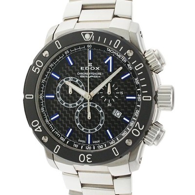 Watch EDOX Chronoffshore Chronograph 10221 3M NIBU2 Black SS 45mm Quartz