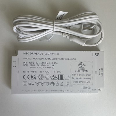 L&S MEC-D36W LED Driver 12V/24V 36W Power Supply Cabinet Lighting Tested