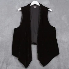 J JILL Velvet Open Front Sleeveless Vest Draped Collar Rayon Silk Whimsigoth XL