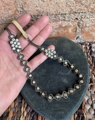 Antikes edwardianisches 20er Jahre Metall Strass Flapper Stirnband Kopfschmuck mit Box - Bild 1 von 4