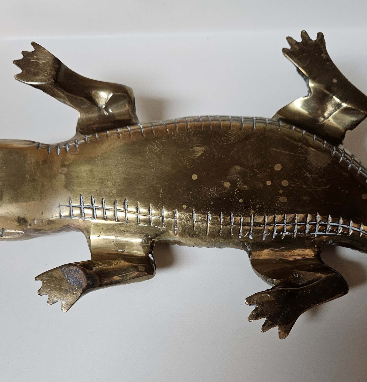 Vtg Solid Brass Alligator Crocodile Sculpture Figurine Mid Century Modern RARE