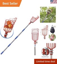 8-Foot Fruit Picker Tool - Stainless Pole for Safe and Easy Harvesting