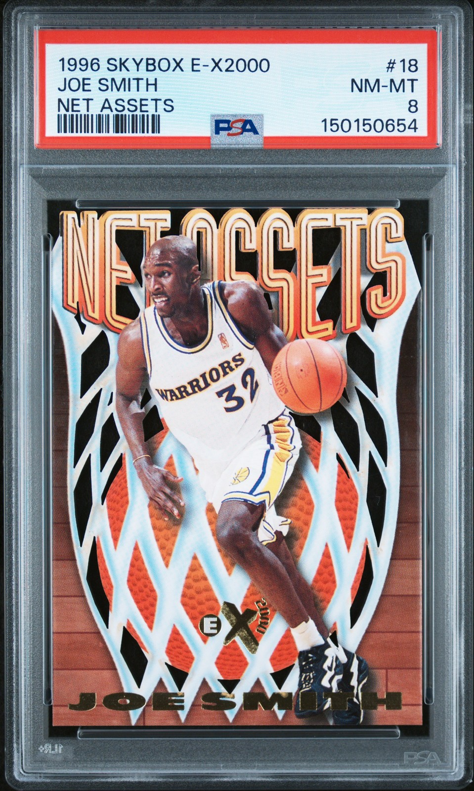 1996 SKYBOX E-X2000 NET ASSETS #18 JOE SMITH PSA 8