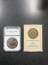 1994 Isle of Man 1 Crown Coin & 1976 Commemorative Medal