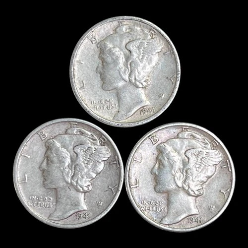 1941 Mercury Dime Year Set XF+