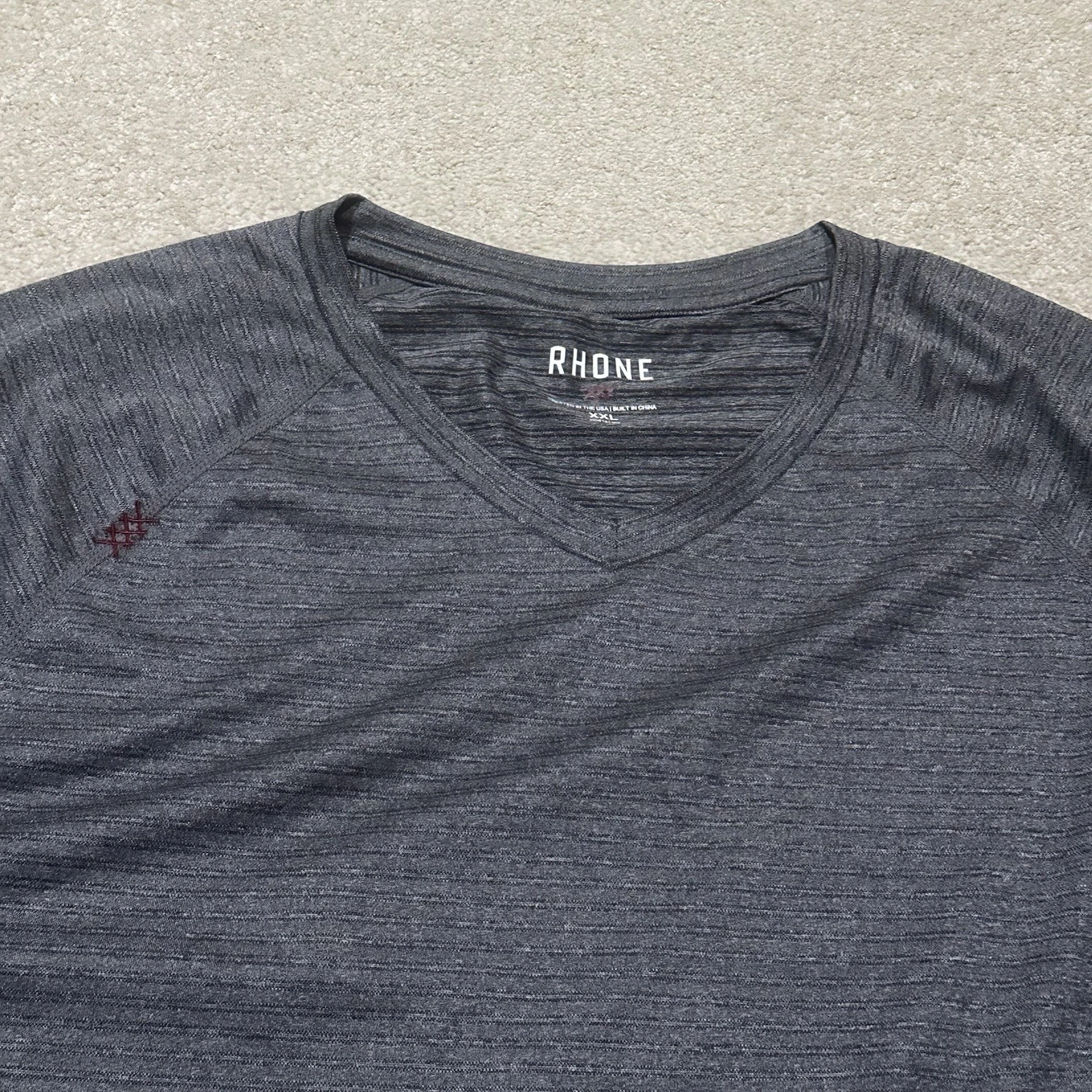 Rhone V Neck T Shirt Mens 2XL XXL Gray