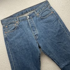 Levis 501 Jeans Mens 36x34 Tag 35x34 Blue Denim Button Fly Straight Leg Cotton