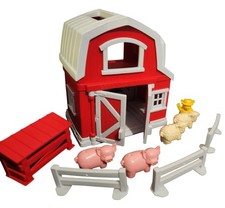 Green Toys Farm Playset 100% Recycled Made In USA, (MISSING VEHICLE AND 1 FENCE)