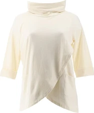 Studio Park x Jayne Brown French Terry Cowl Neck Tunic Cream M NWOT (964)