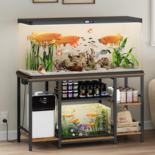 55-75 Gallon Fish Tank Stand with Power Outlet, 3-Tier Metal Frame Aquarium Stan
