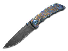 Spartan Blades Harsey 3.25 Regal Blue Titanium Damascus Pocket Knife