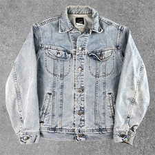 Riveted Lee Denim Jacket Mens Small Light Wash Trucker Vintage Made in USA 80s