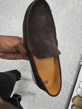 OluKai Men's Dark Brown Leather Slip On Ka'A Loafers Shoes 12 Open box Condition