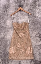 New Sue Wong Dress 6 Womens Nude Lace Embroidered Strapless