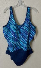 Lands End Plus Size Women  s One Piece Swimsuit, 22W Blue