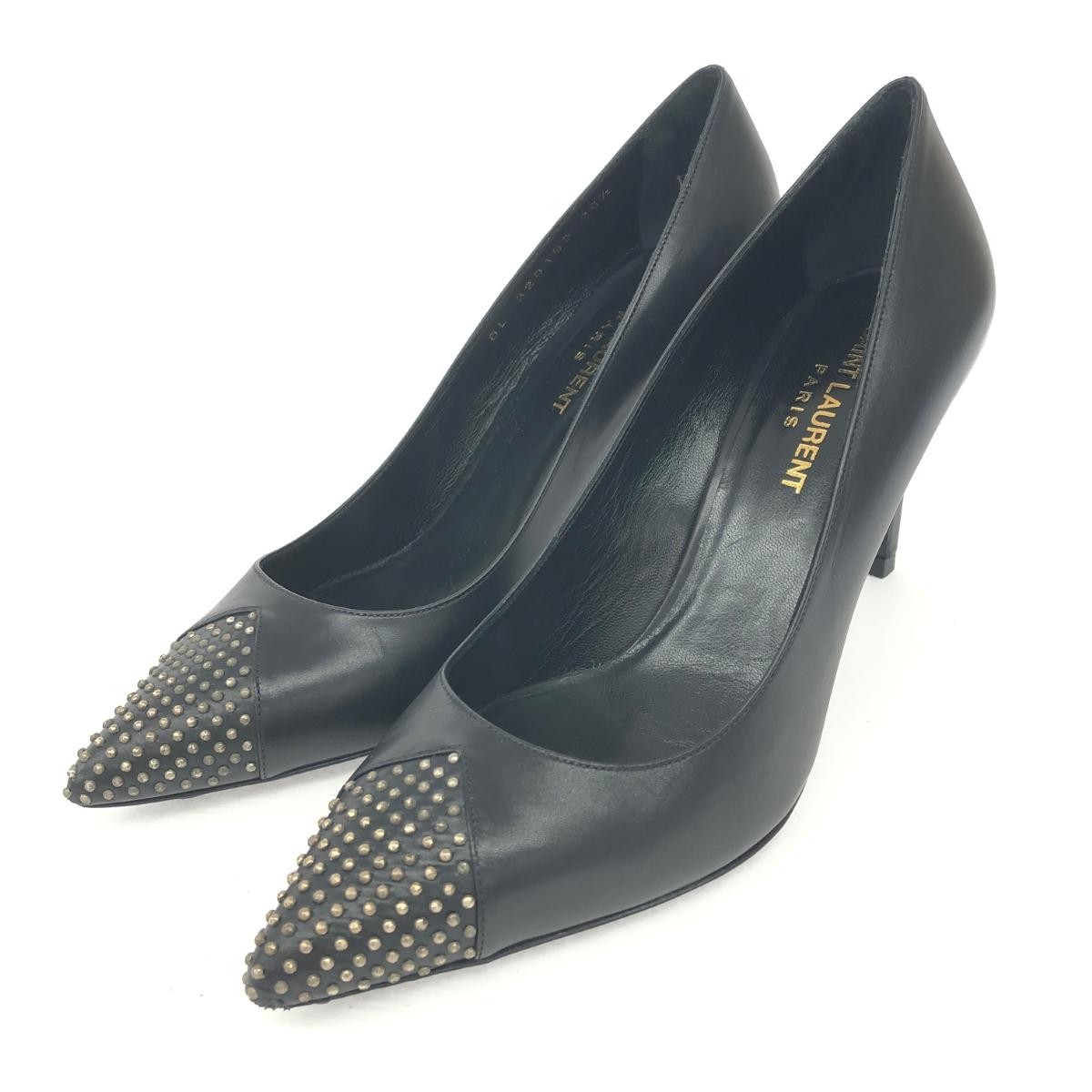 Saint Laurent Paris Shoes Pumps Heel EU 36.5 US 6.5 Leather Black Authentic thumbnail 19