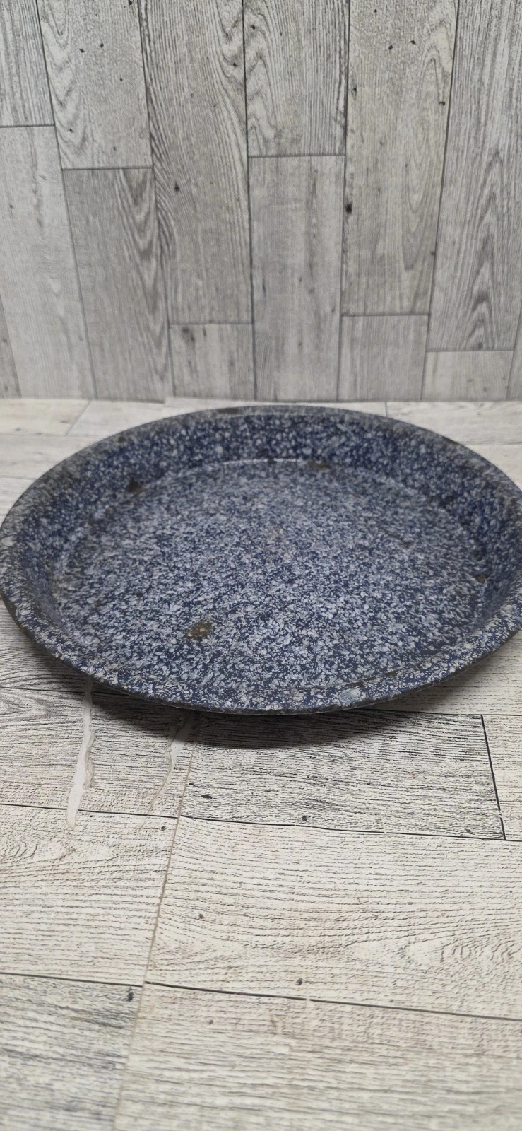 blue and white Enamel, Pie Plate or Serving Dish