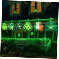 12FT Long St. Patrick's Day Inflatables Hanging Flashing Green Shamrock