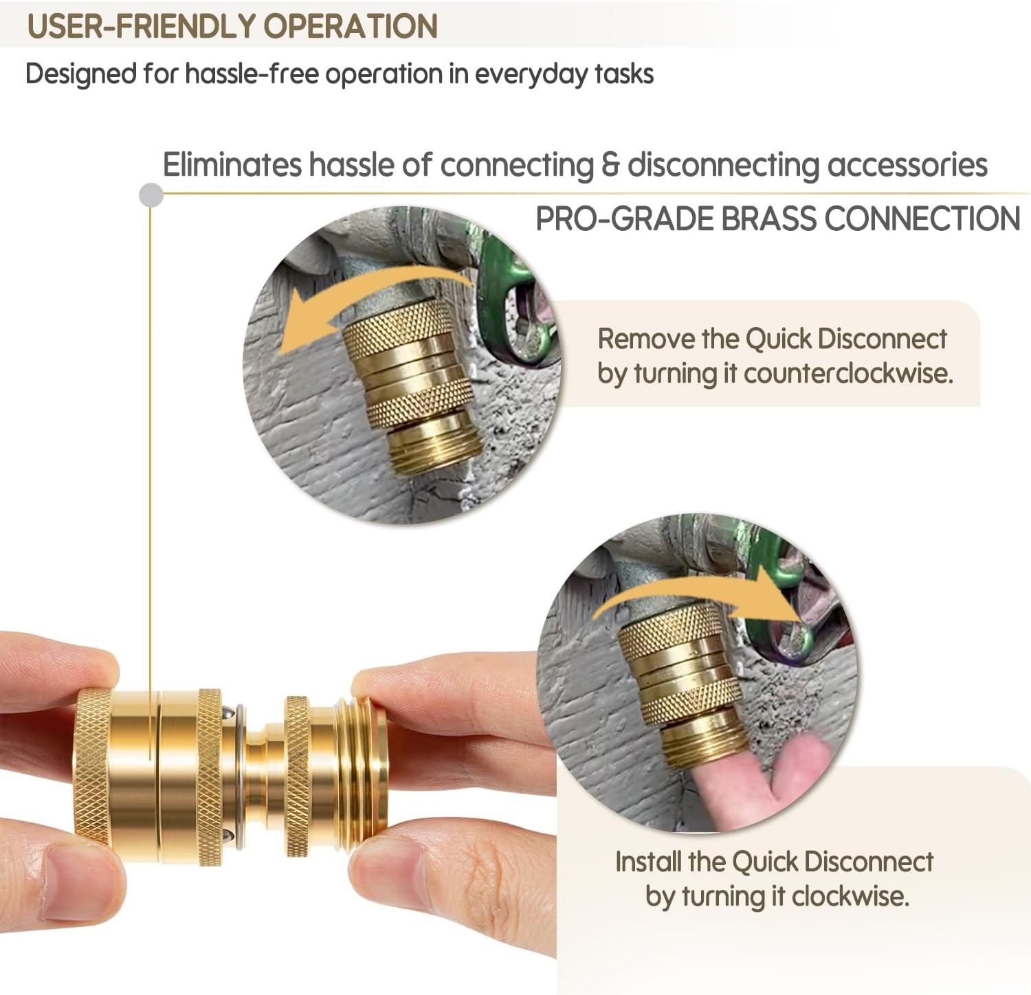 for Dramm 22729 Brass Hose Coupler Quick Disconnect Connect 3/4” GHT Male Female