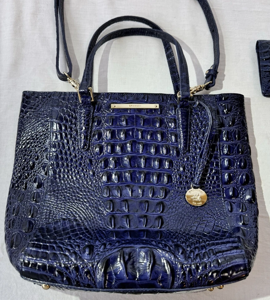 Brahmin Mini Asher Satchel Melbourne Leather Croc Embossed Shoulder Bag w/Wallet - Image 2 of 4