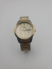 Timex Indiglo Watch Gold Silver Band WEEKENDER Creamy Dial Untested 