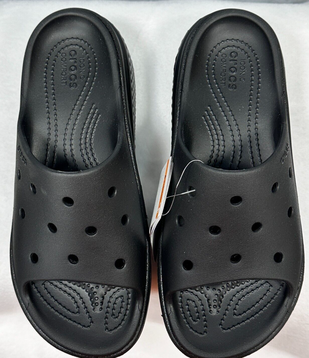 Crocs Stomp Slide Black Women's Size 8 Platform Slides